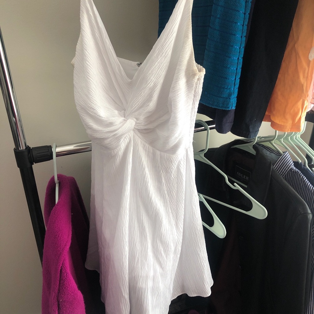 Abercrombie & Fitch White Twist-Front Mini Dress